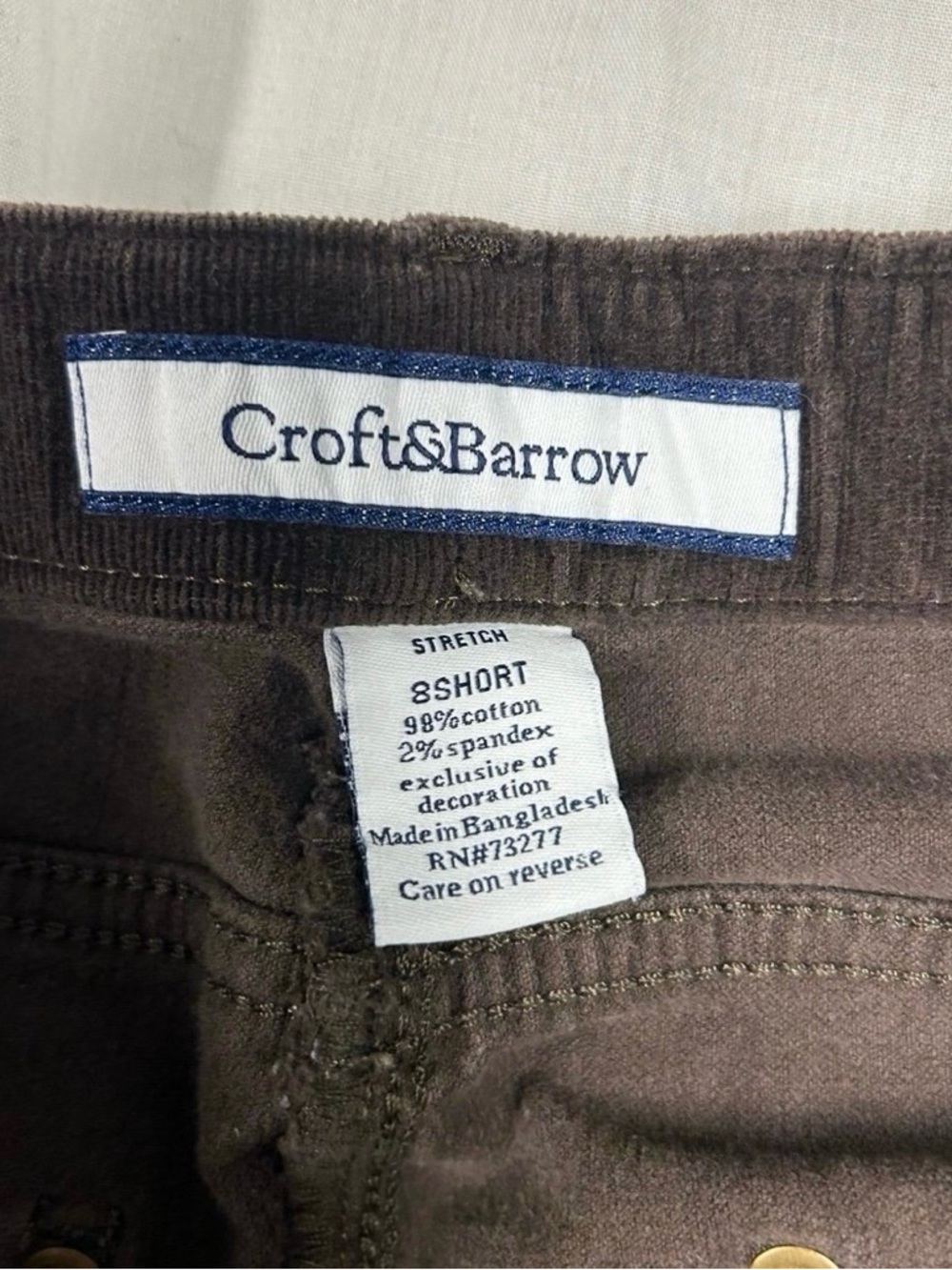 2 Pairs Of Women’s Croft & Barrow Corduroy Pants Black Brown Size 8 - Picture 7 of 7